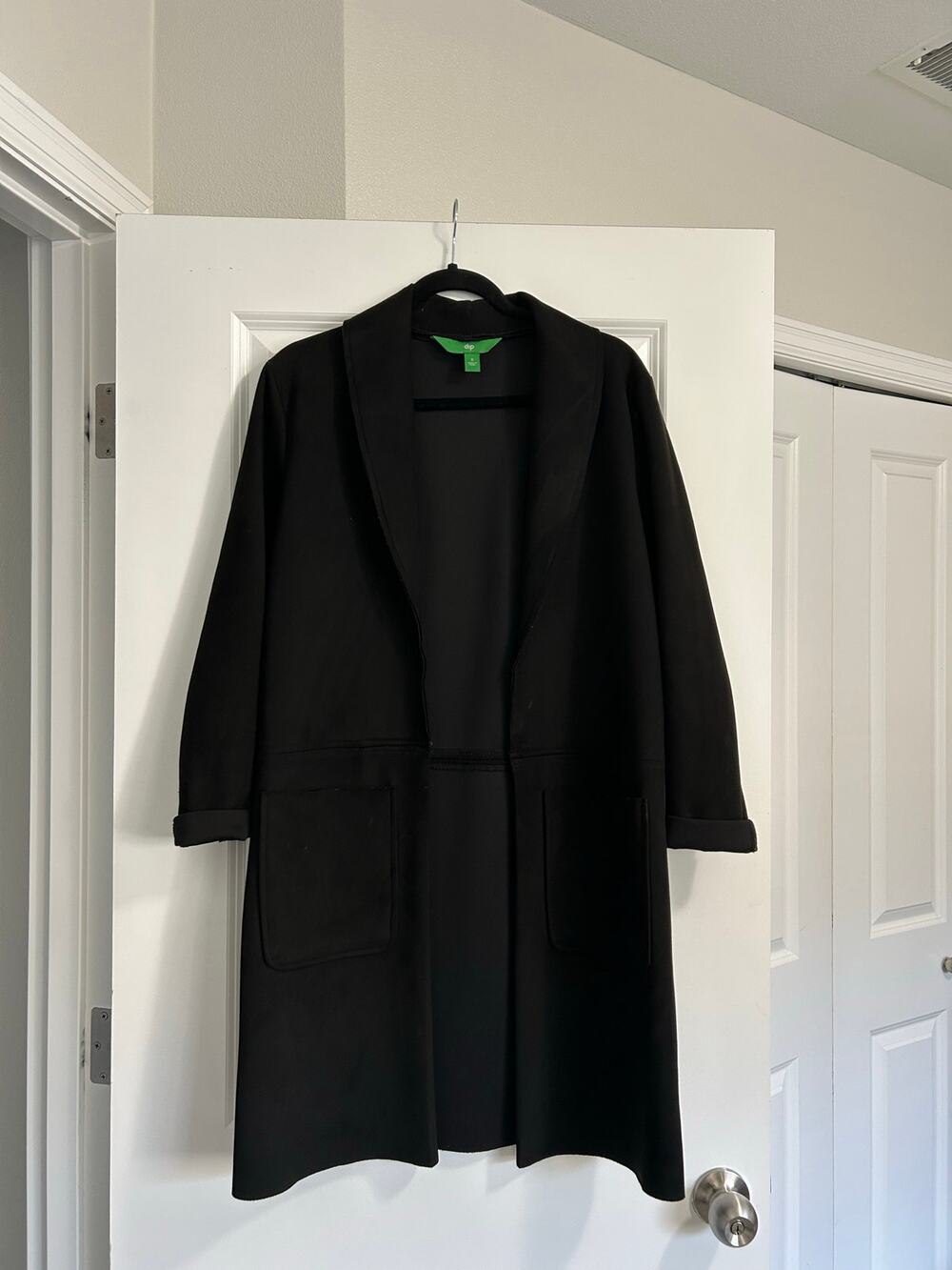 Women’s Black Long Cardigan Open Coat Size Small